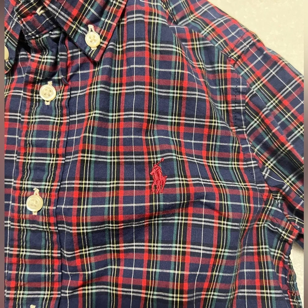 Ralph Lauren Boys Plaid Button-Down Shirt,‎ red, blue, green, like new  size 5